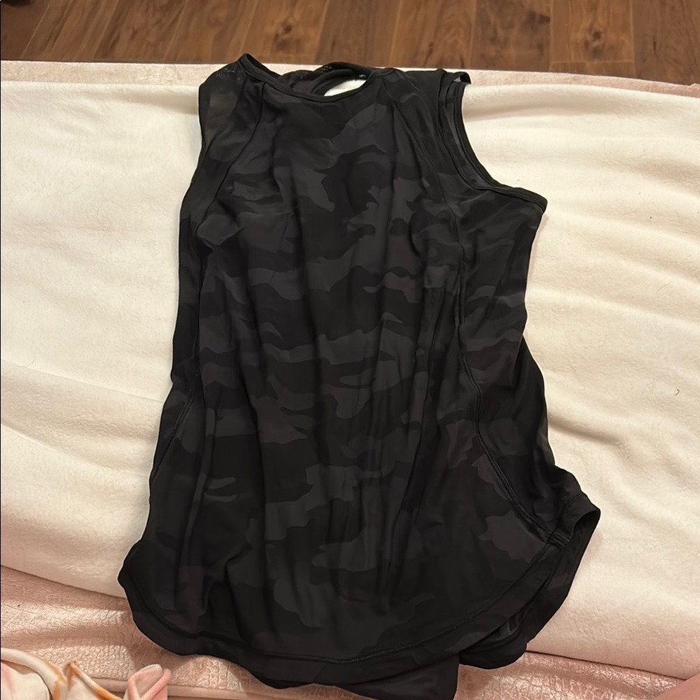 Black Camouflage Sleeveless Top